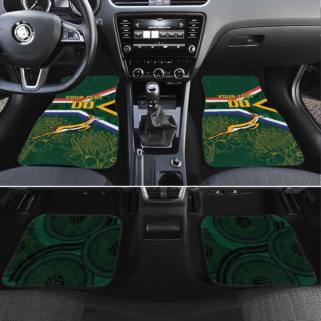 Custom South Africa Rugby Car Mats Springboks Mascot African Pattern - Wonder Print Shop