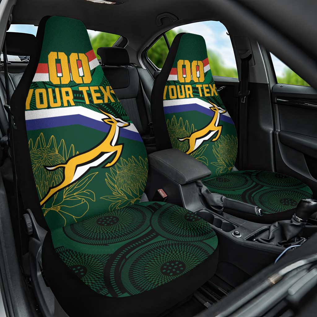 Custom South Africa Rugby Car Seat Cover Springboks Mascot African Pattern - Wonder Print Shop