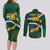 Custom South Africa Rugby Couples Matching Long Sleeve Bodycon Dress and Long Sleeve Button Shirt Springboks Mascot African Pattern - Wonder Print Shop