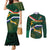 Custom South Africa Rugby Couples Matching Mermaid Dress and Long Sleeve Button Shirt Springboks Mascot African Pattern