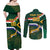 Custom South Africa Rugby Couples Matching Off Shoulder Maxi Dress and Long Sleeve Button Shirt Springboks Mascot African Pattern - Wonder Print Shop