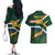 Custom South Africa Rugby Couples Matching Off The Shoulder Long Sleeve Dress and Hawaiian Shirt Springboks Mascot African Pattern - Wonder Print Shop