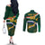 Custom South Africa Rugby Couples Matching Off The Shoulder Long Sleeve Dress and Long Sleeve Button Shirt Springboks Mascot African Pattern