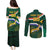 Custom South Africa Rugby Couples Matching Puletasi and Long Sleeve Button Shirt Springboks Mascot African Pattern - Wonder Print Shop