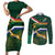 Custom South Africa Rugby Couples Matching Short Sleeve Bodycon Dress and Long Sleeve Button Shirt Springboks Mascot African Pattern - Wonder Print Shop