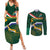 Custom South Africa Rugby Couples Matching Summer Maxi Dress and Long Sleeve Button Shirt Springboks Mascot African Pattern - Wonder Print Shop