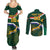 Custom South Africa Rugby Couples Matching Summer Maxi Dress and Long Sleeve Button Shirt Springboks Mascot African Pattern - Wonder Print Shop