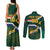 Custom South Africa Rugby Couples Matching Tank Maxi Dress and Long Sleeve Button Shirt Springboks Mascot African Pattern - Wonder Print Shop