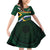 Custom South Africa Rugby Family Matching Off Shoulder Short Dress and Hawaiian Shirt Springboks Mascot African Pattern - Wonder Print Shop