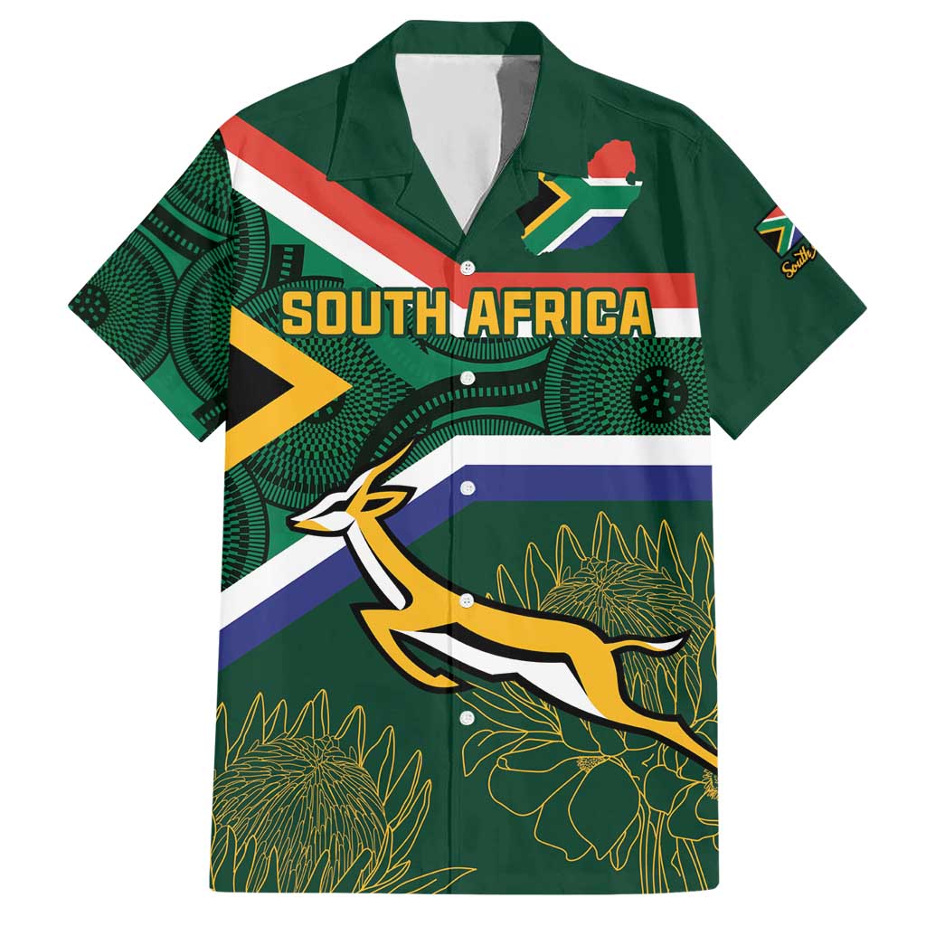 Custom South Africa Rugby Hawaiian Shirt Springboks Mascot African Pattern - Wonder Print Shop