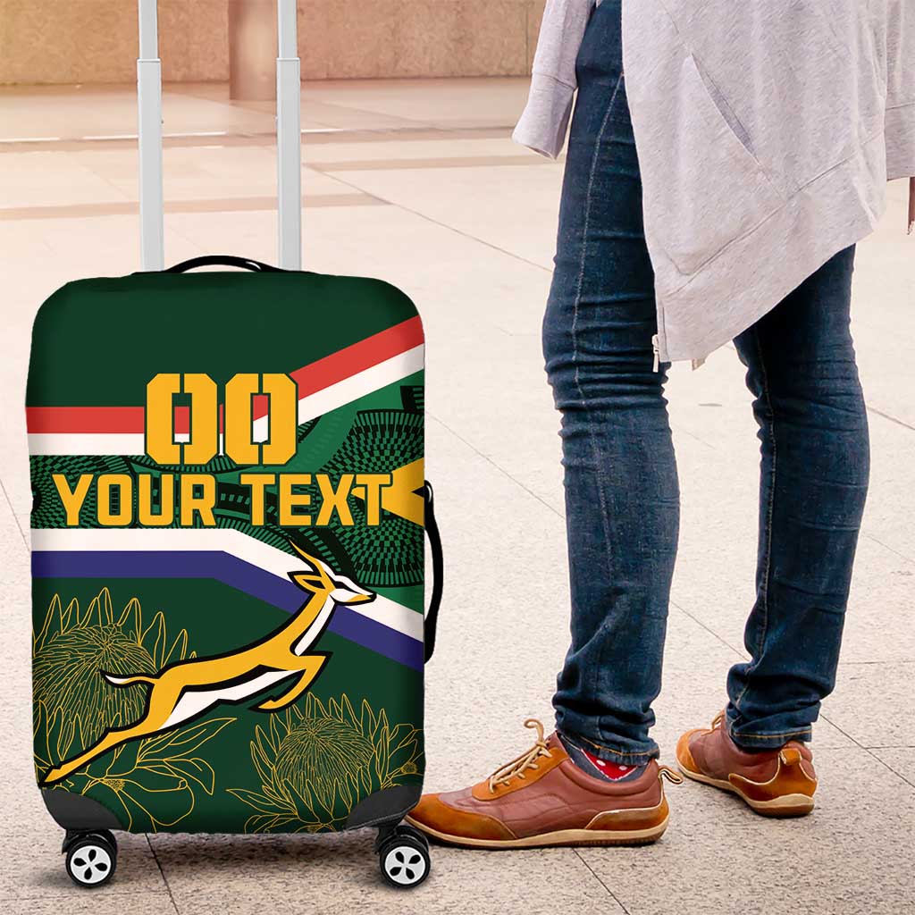 Custom South Africa Rugby Luggage Cover Springboks Mascot African Pattern - Wonder Print Shop