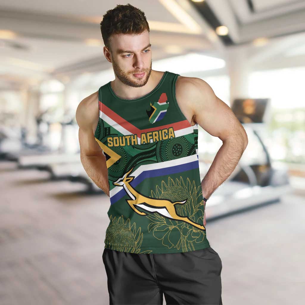 Custom South Africa Rugby Men Tank Top Springboks Mascot African Pattern - Wonder Print Shop