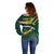 Custom South Africa Rugby Off Shoulder Sweater Springboks Mascot African Pattern - Wonder Print Shop