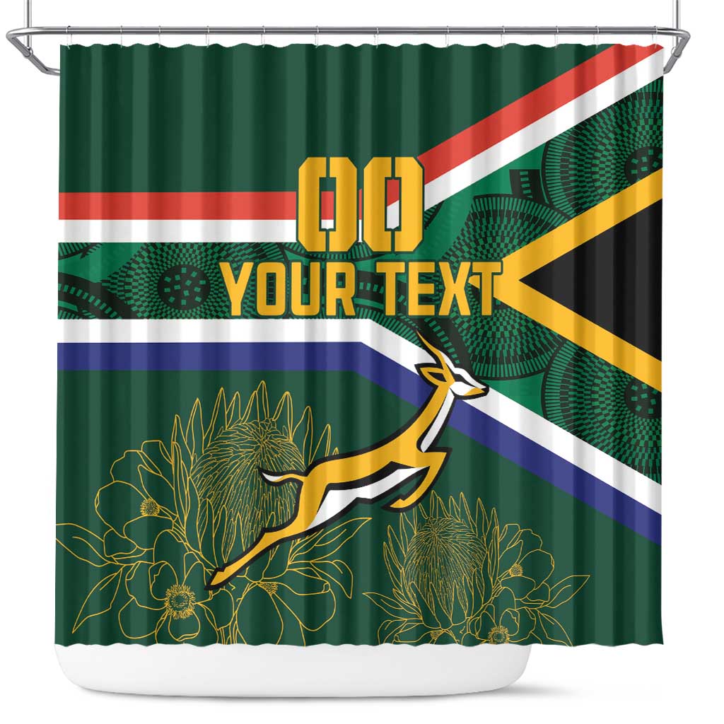 Custom South Africa Rugby Shower Curtain Springboks Mascot African Pattern