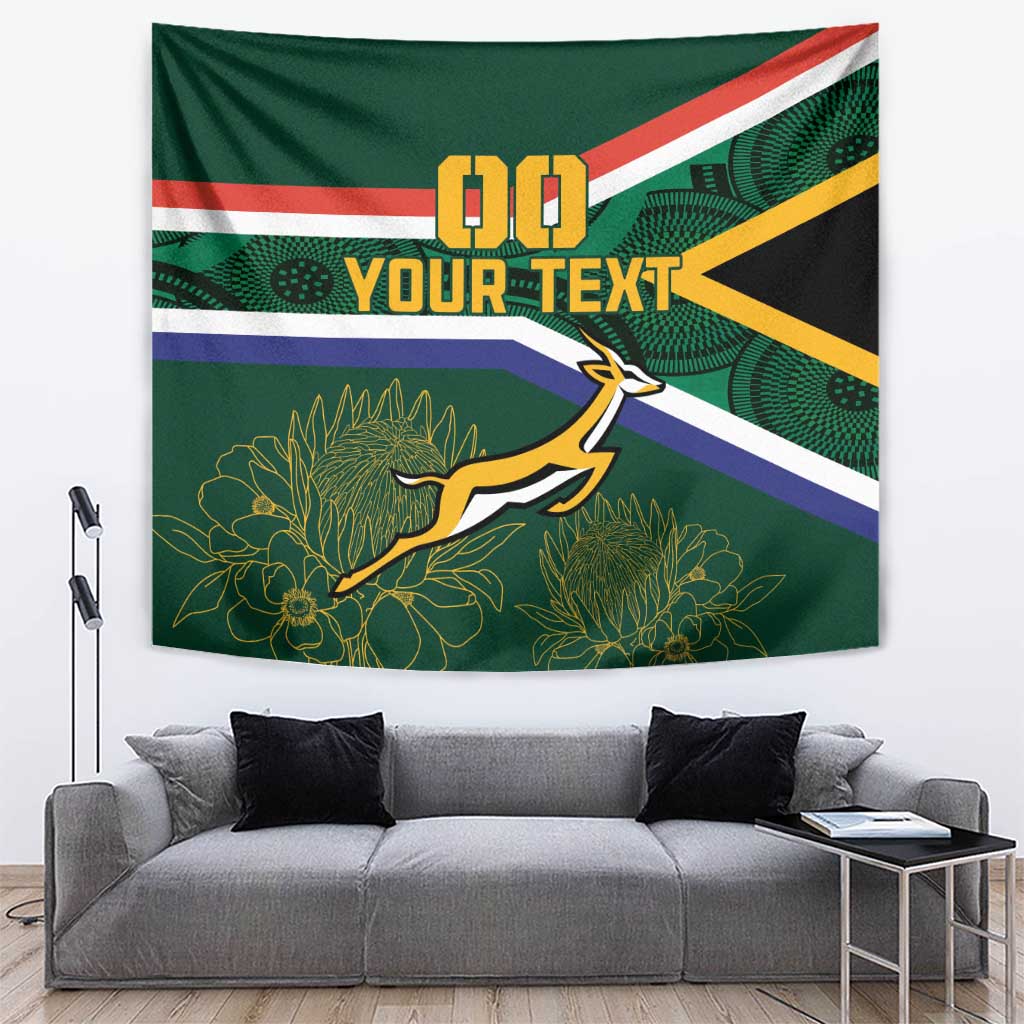 Custom South Africa Rugby Tapestry Springboks Mascot African Pattern