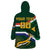 Custom South Africa Rugby Wearable Blanket Hoodie Springboks Mascot African Pattern