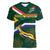 Custom South Africa Rugby Women V-Neck T-Shirt Springboks Mascot African Pattern