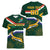 Custom South Africa Rugby Women V-Neck T-Shirt Springboks Mascot African Pattern