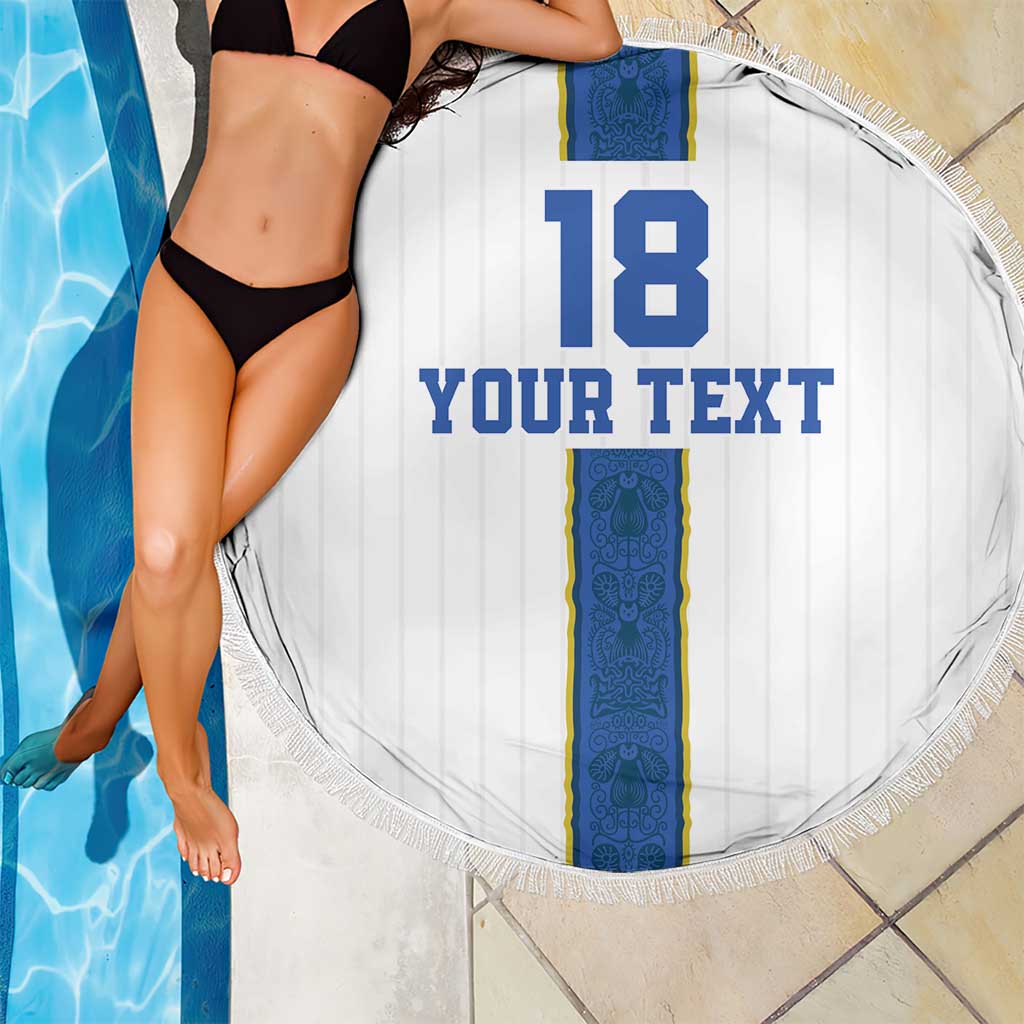 Custom Finland Football Beach Blanket Suomi Champion Sami Pattern - Wonder Print Shop