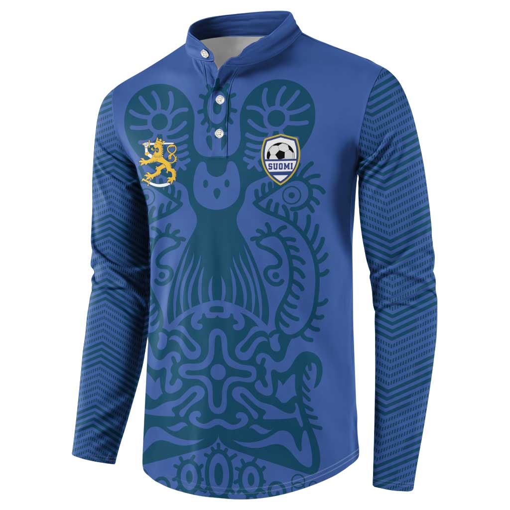 Custom Finland Football Champion Button Sweatshirt Sami Pattern - Wonder Print Shop