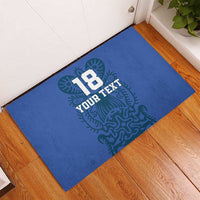Custom Finland Football Champion Rubber Doormat Sami Pattern - Wonder Print Shop