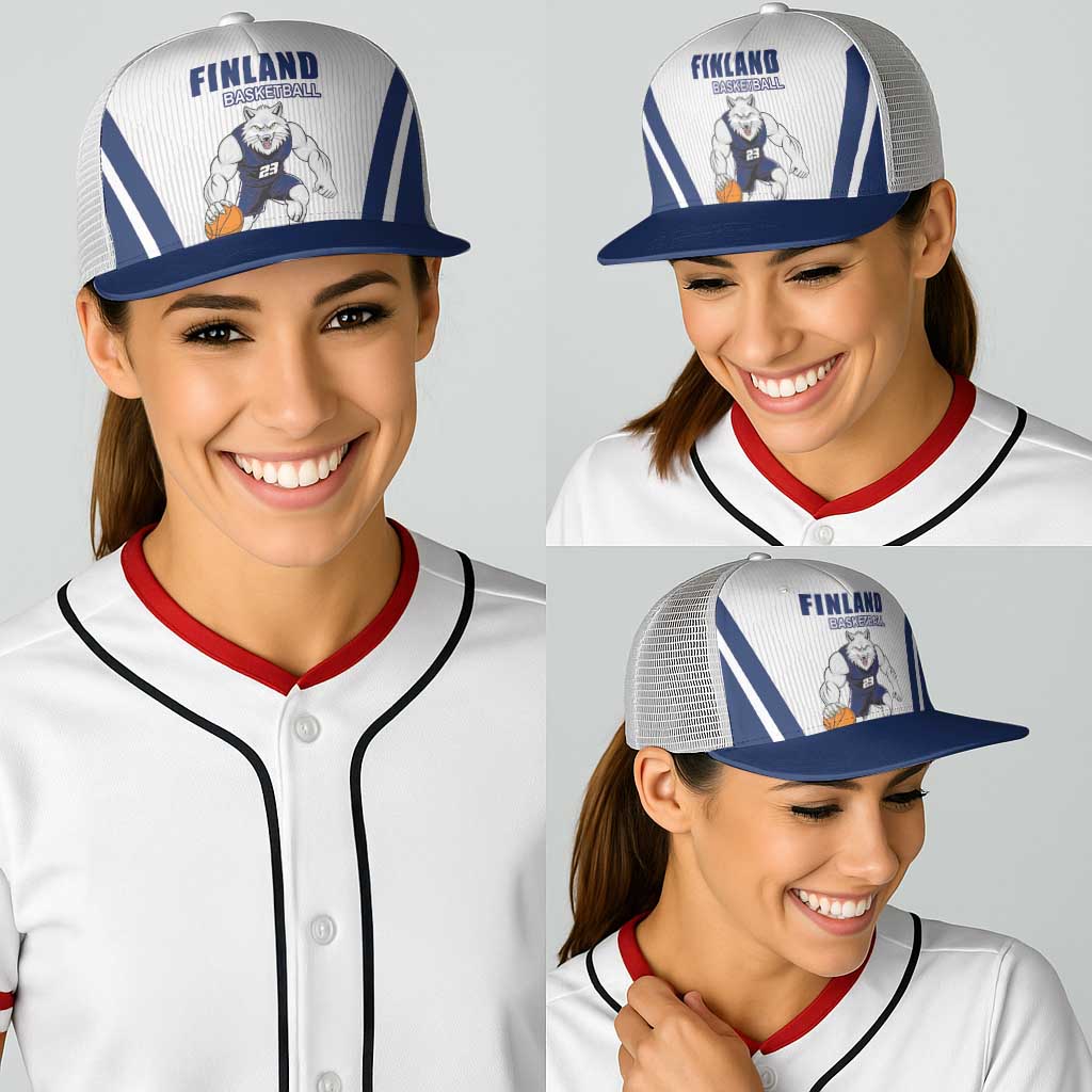 Finland Basketball Baseball Net Cap Wolf Mascot Dynamic Style - Wonder Print Shop