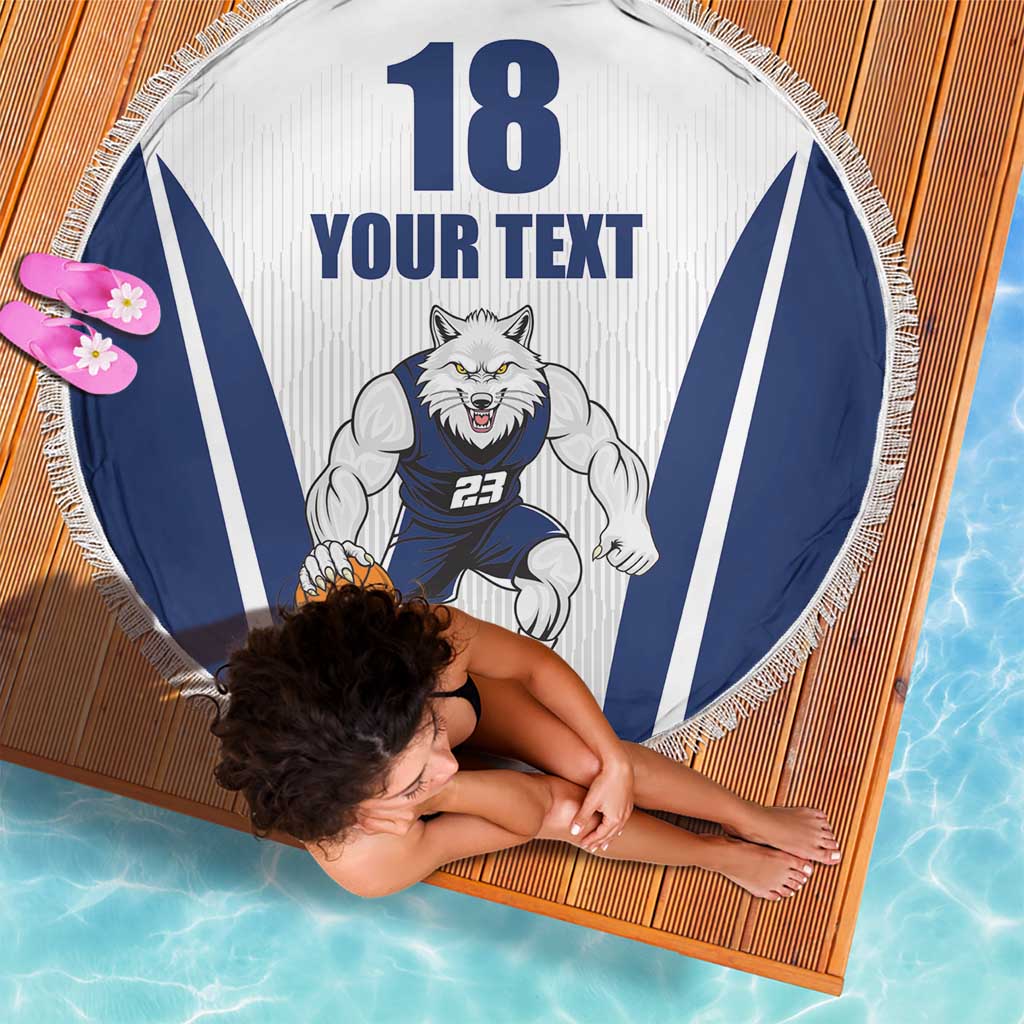 Finland Basketball Custom Beach Blanket Wolf Mascot Dynamic Style - Wonder Print Shop