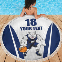 Finland Basketball Custom Beach Blanket Wolf Mascot Dynamic Style - Wonder Print Shop