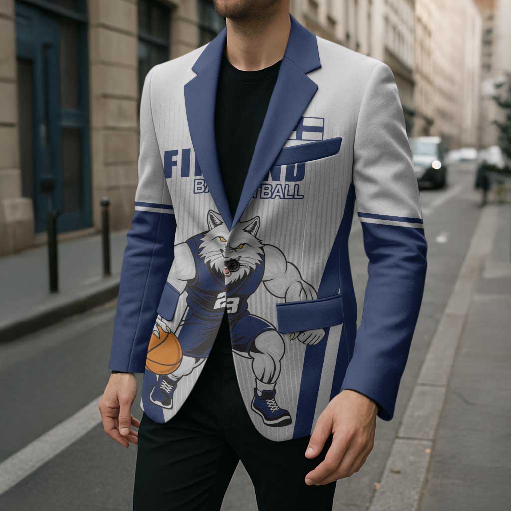 Finland Basketball Custom Blazer Wolf Mascot Dynamic Style - Wonder Print Shop