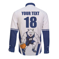 Finland Basketball Custom Long Sleeve Button Shirt Wolf Mascot Dynamic Style - Wonder Print Shop