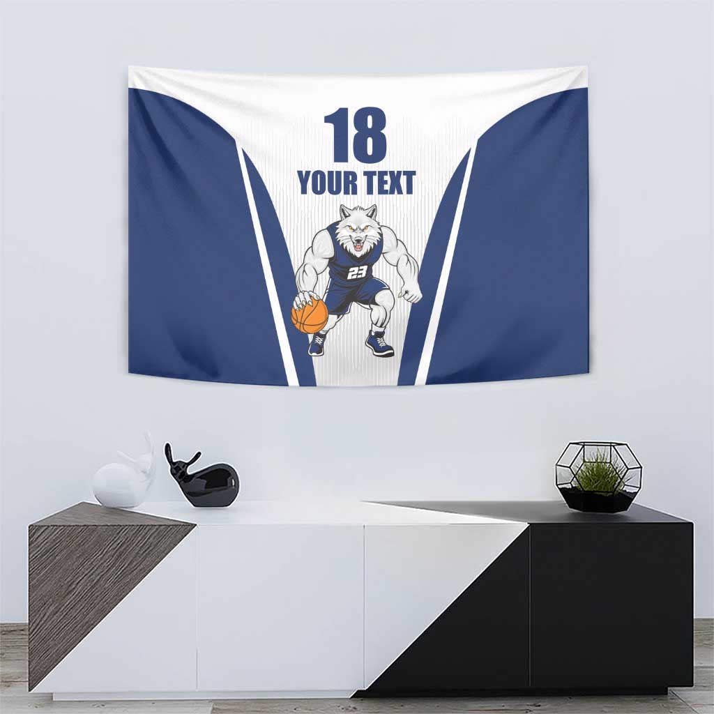 Finland Basketball Custom Tapestry Wolf Mascot Dynamic Style - Wonder Print Shop
