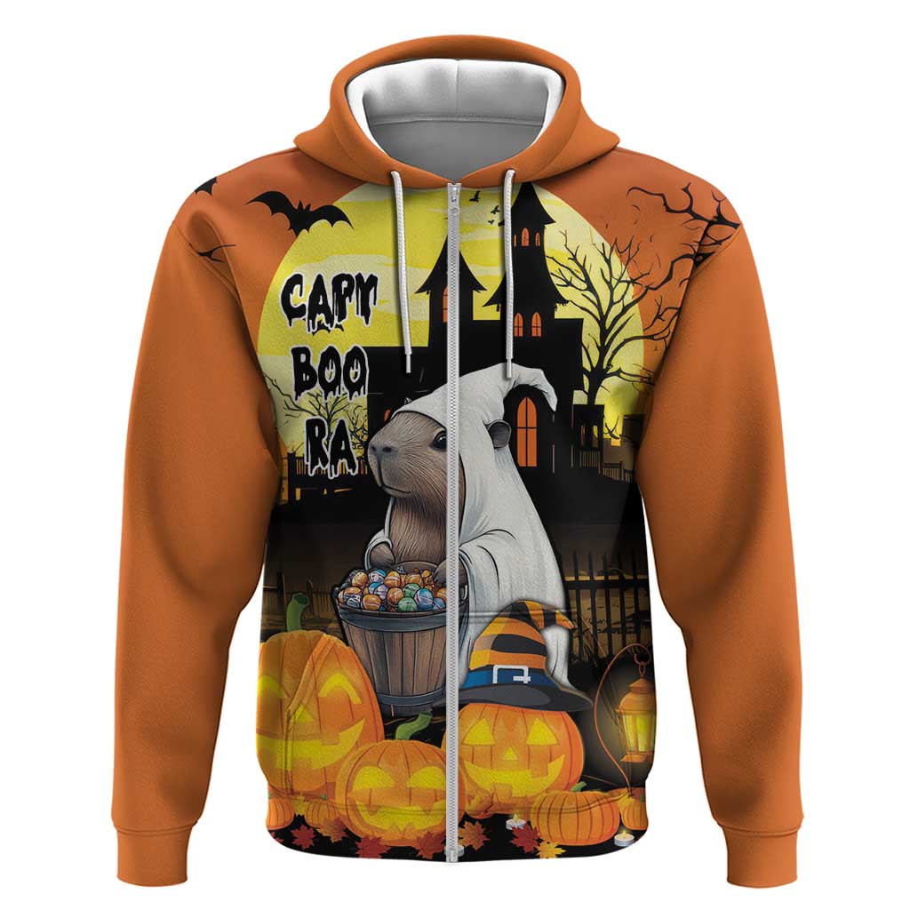 Capy-Boo-Ra Halloween Zip Hoodie Haunted House And Pumpkin Spooky - Wonder Print Shop