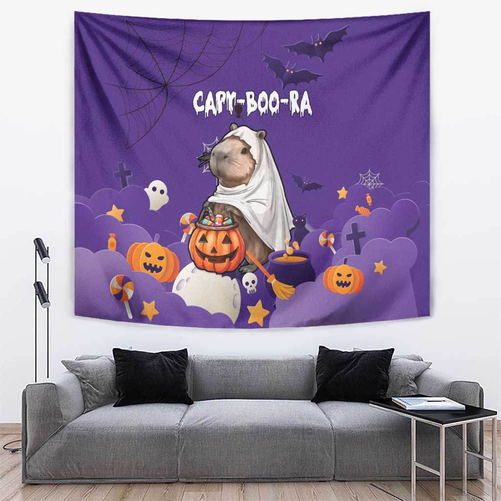 Capy-Boo-Ra Halloween Tapestry Bats And Pumpkins Funny Style - Wonder Print Shop