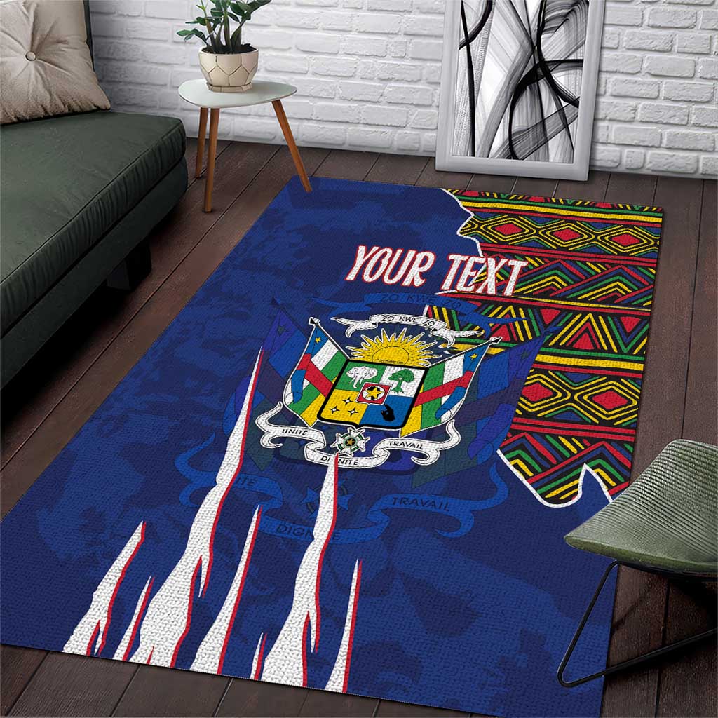 Personalized Central African Republic Since 1958 Area Rug Coat Of Arms With Kente Pattern - Wonder Print Shop