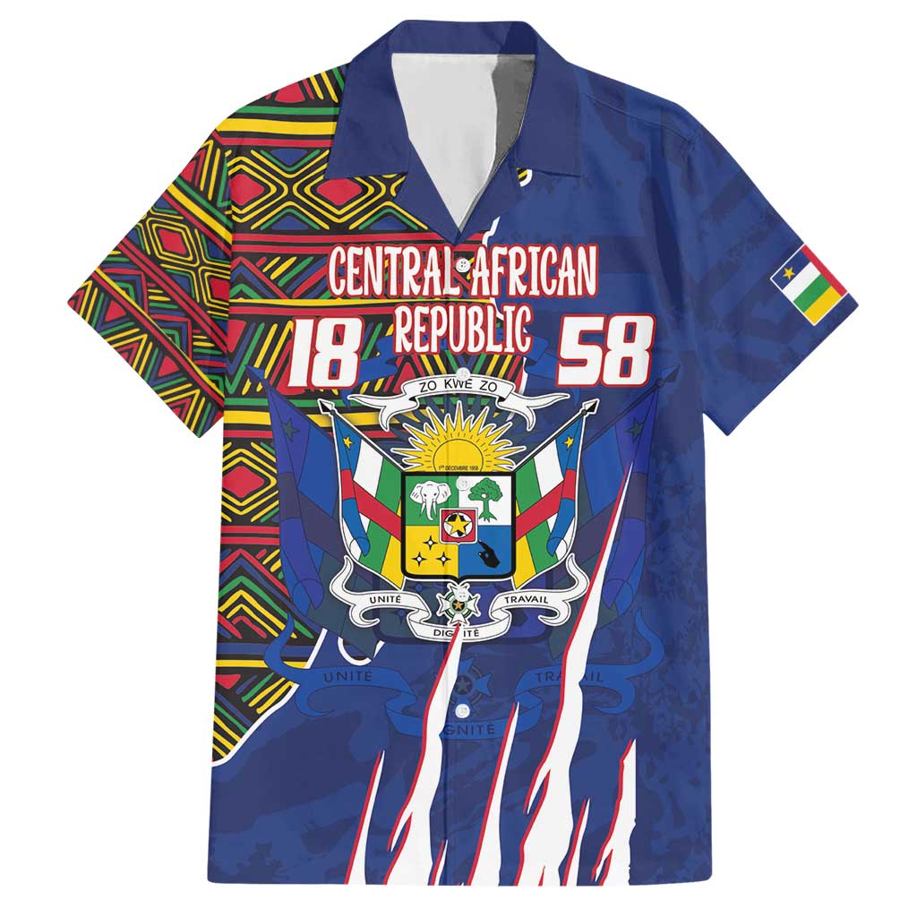 Personalized Central African Republic Since 1958 Hawaiian Shirt Coat Of Arms With Kente Pattern - Wonder Print Shop