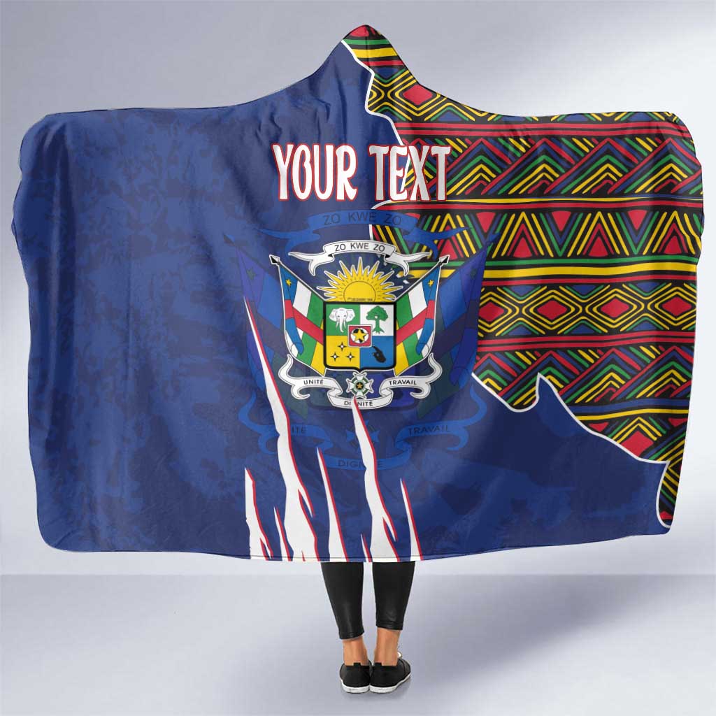 Personalized Central African Republic Since 1958 Hooded Blanket Coat Of Arms With Kente Pattern