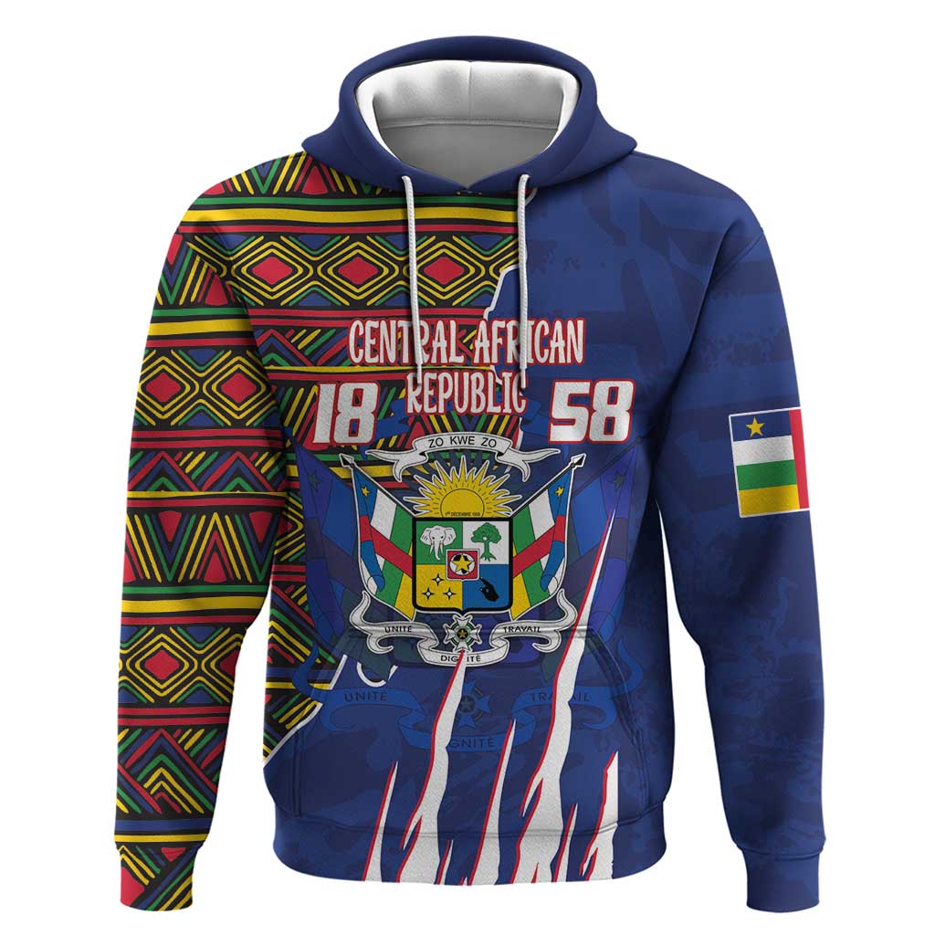 Personalized Central African Republic Since 1958 Hoodie Coat Of Arms With Kente Pattern - Wonder Print Shop