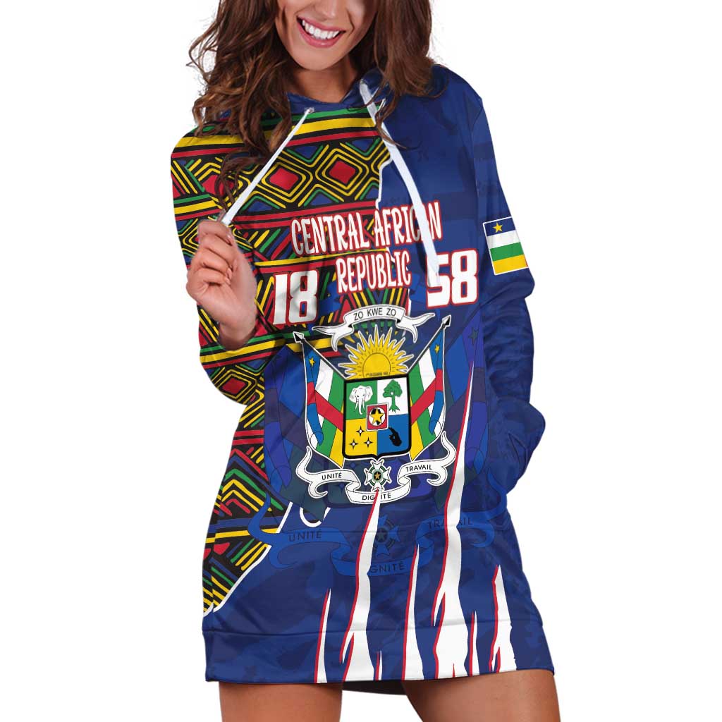 Personalized Central African Republic Since 1958 Hoodie Dress Coat Of Arms With Kente Pattern - Wonder Print Shop