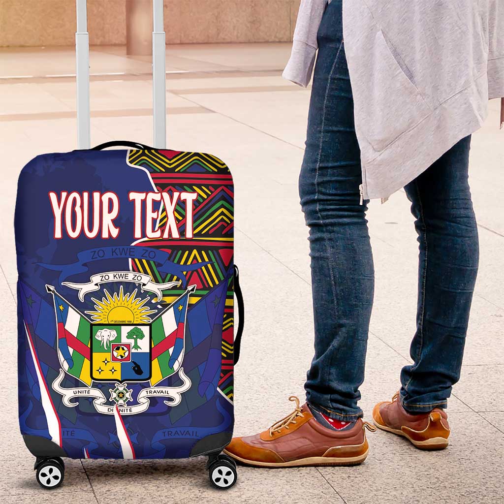 Personalized Central African Republic Since 1958 Luggage Cover Coat Of Arms With Kente Pattern - Wonder Print Shop