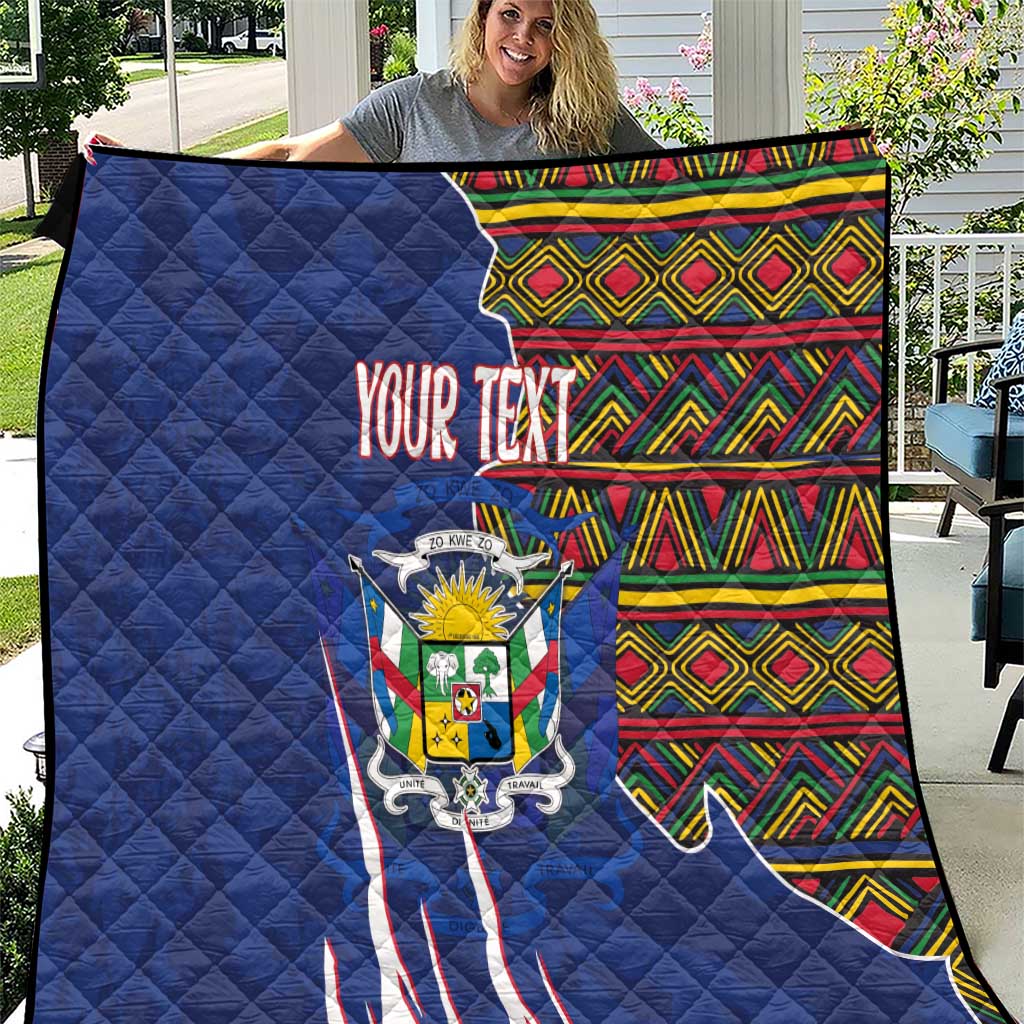 Personalized Central African Republic Since 1958 Quilt Coat Of Arms With Kente Pattern - Wonder Print Shop