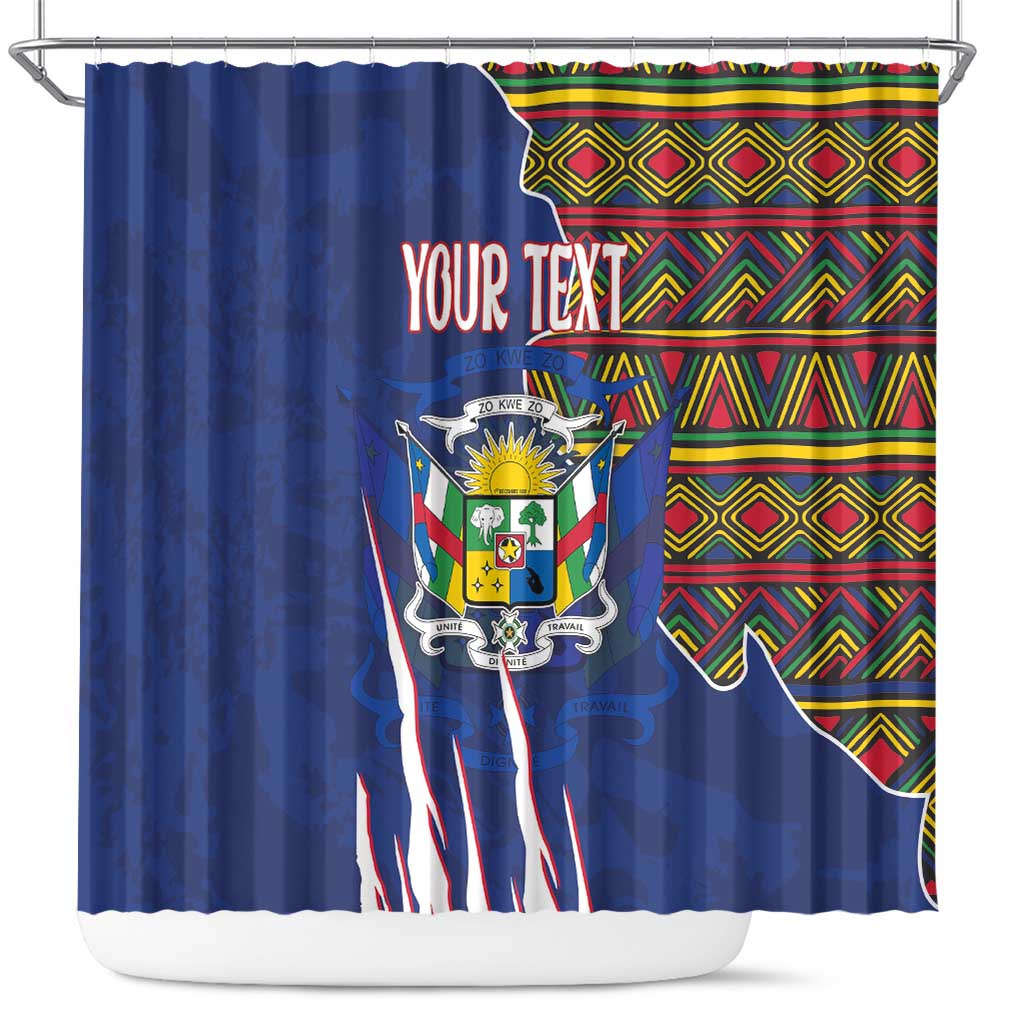 Personalized Central African Republic Since 1958 Shower Curtain Coat Of Arms With Kente Pattern