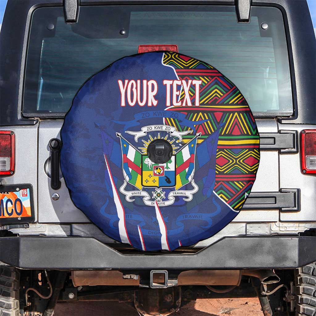 Personalized Central African Republic Since 1958 Spare Tire Cover Coat Of Arms With Kente Pattern - Wonder Print Shop