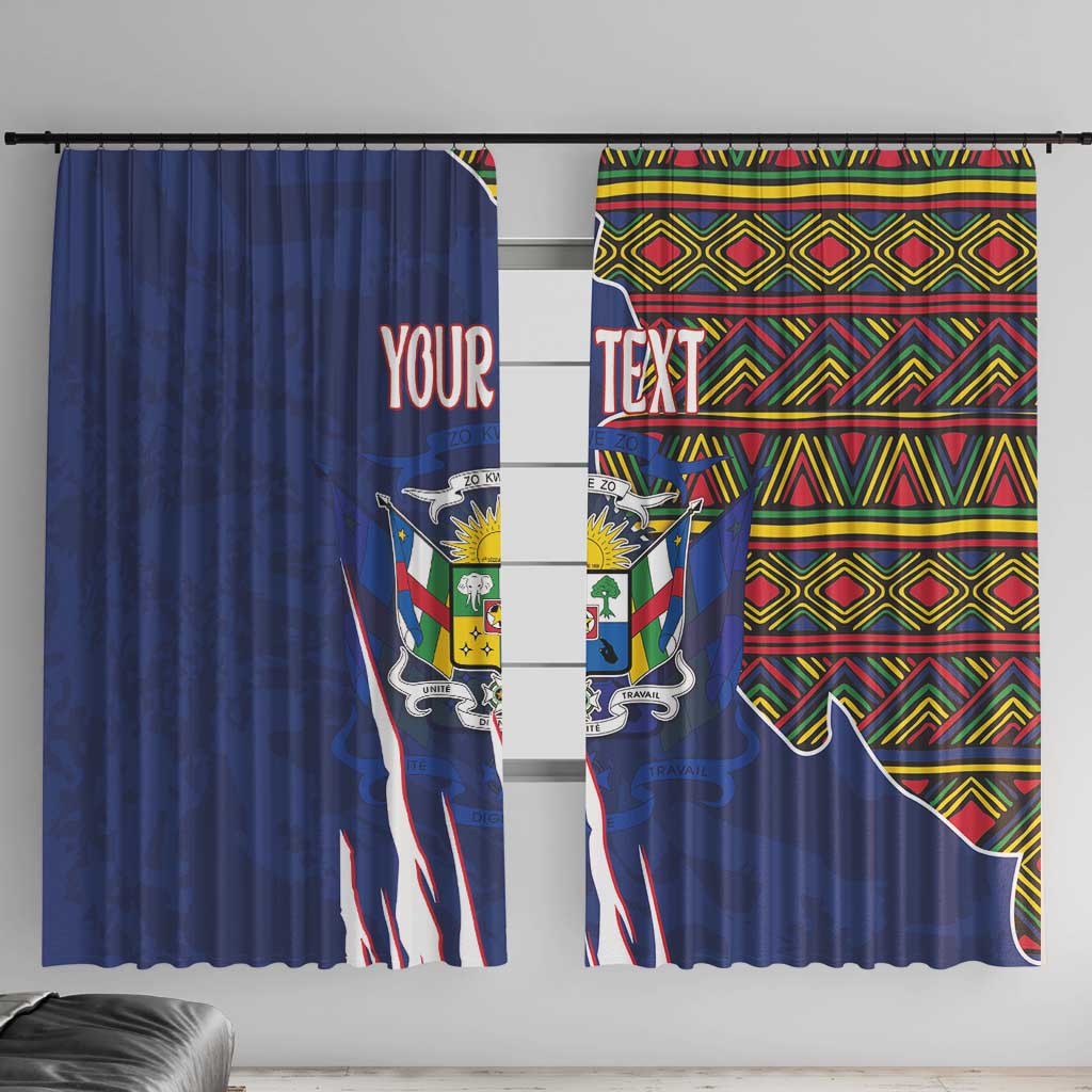 Personalized Central African Republic Since 1958 Window Curtain Coat Of Arms With Kente Pattern - Wonder Print Shop