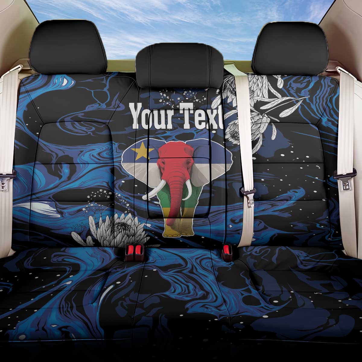 Personalized Central African Republic Elephant Back Car Seat Cover King Protea - Abstract Style - Wonder Print Shop