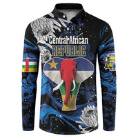 Men's button-front sweatshirt with elephant and protea, 'Central African Republic'
