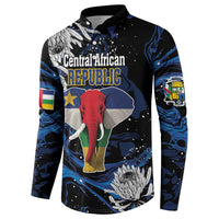 Men's button-front sweatshirt with elephant and protea, Central African Republic graphic