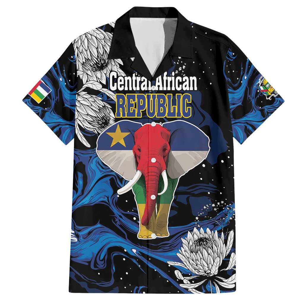 Personalized Central African Republic Elephant Hawaiian Shirt King Protea - Abstract Style - Wonder Print Shop