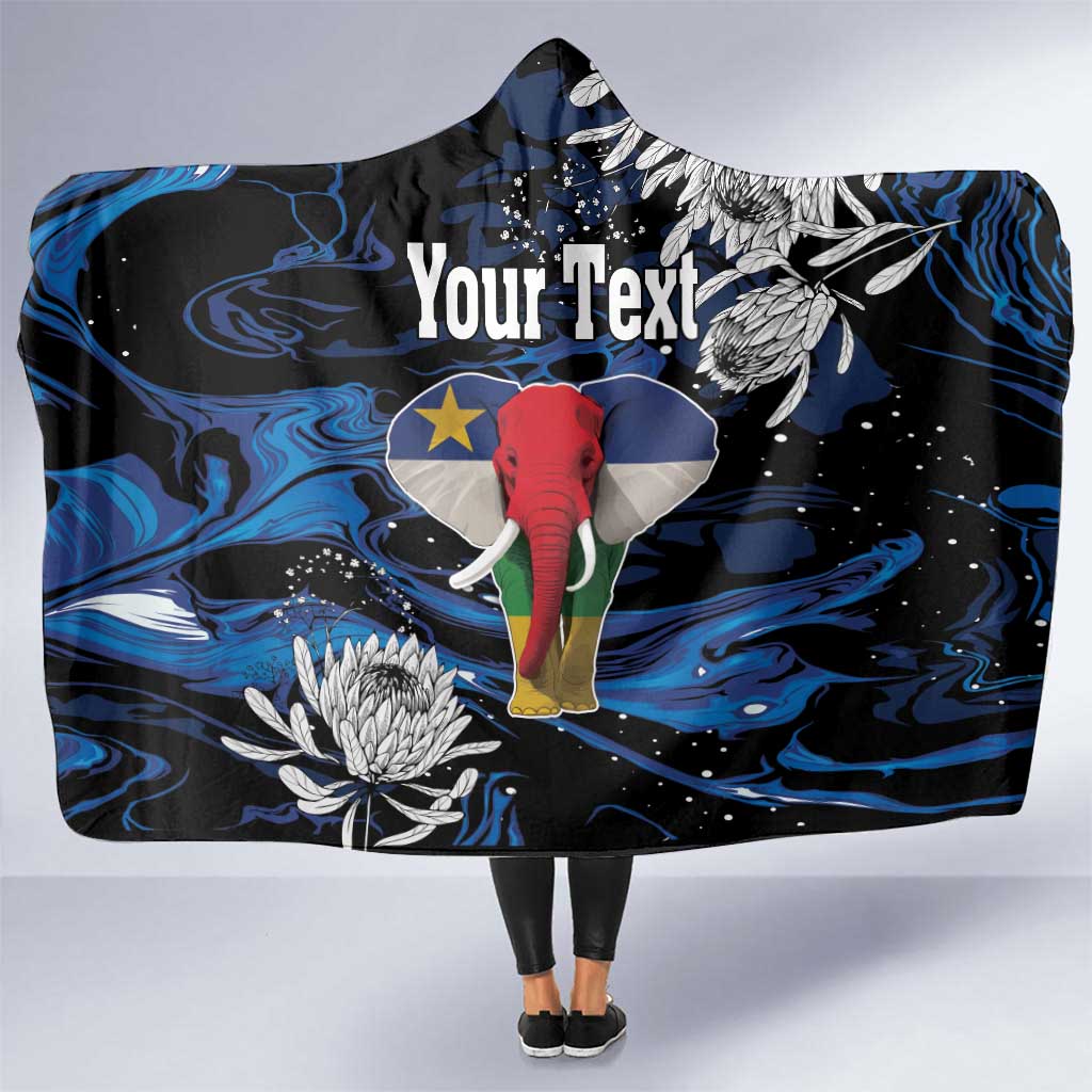 Personalized Central African Republic Elephant Hooded Blanket King Protea - Abstract Style