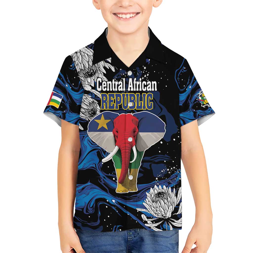 Personalized Central African Republic Elephant Kid Hawaiian Shirt King Protea - Abstract Style - Wonder Print Shop