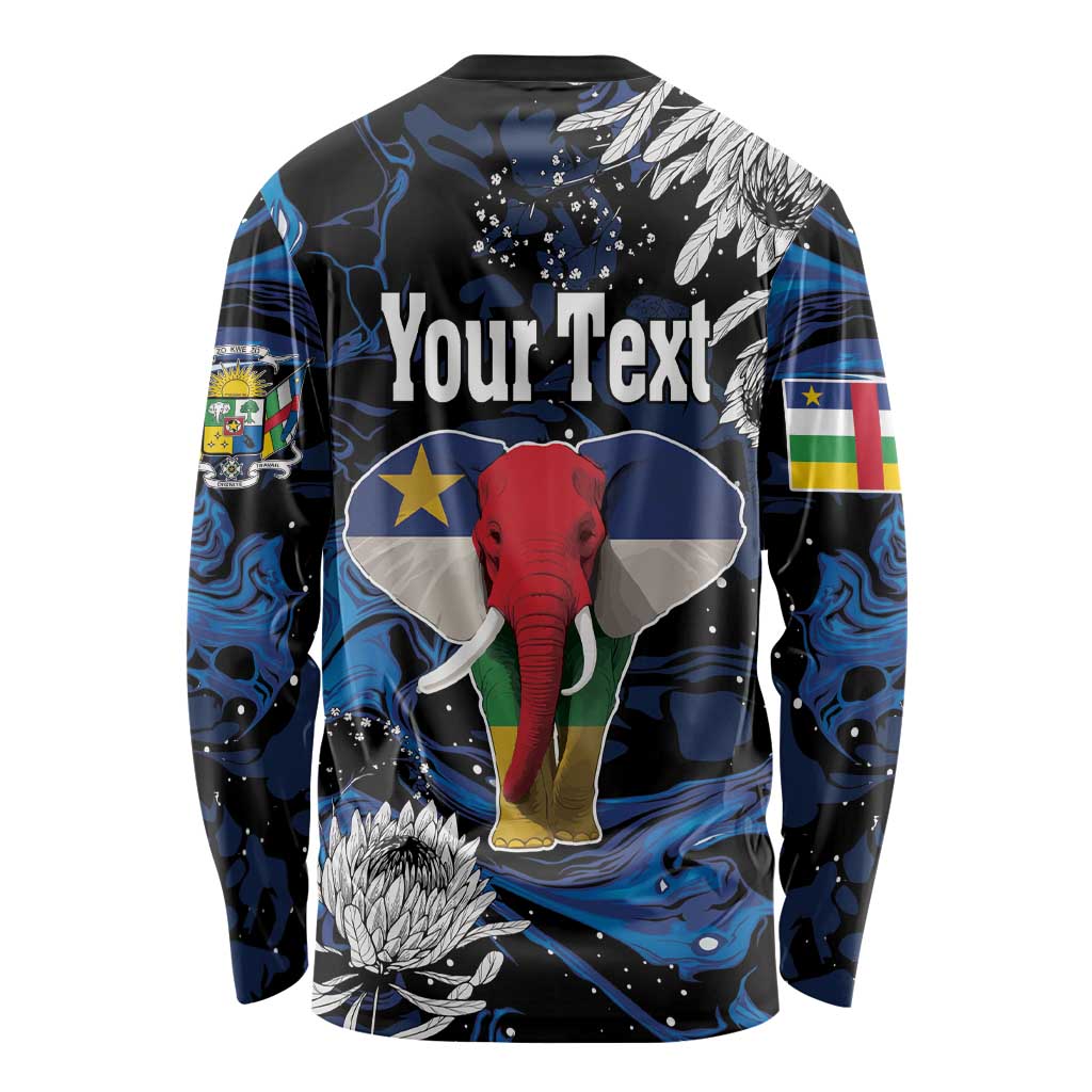 Black long-sleeve shirt with elephant graphic and placeholder “Your Text” center